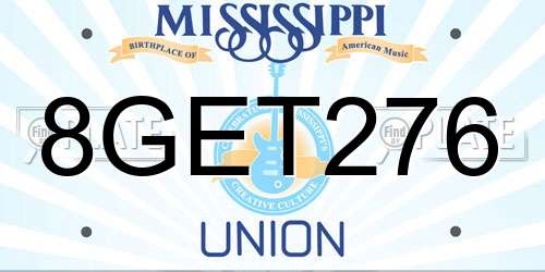 8GET276 Mississippi License Plate