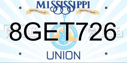 8GET726 Mississippi License Plate