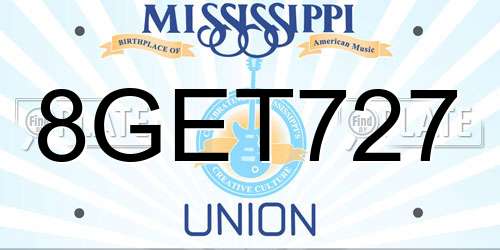 8GET727 Mississippi License Plate
