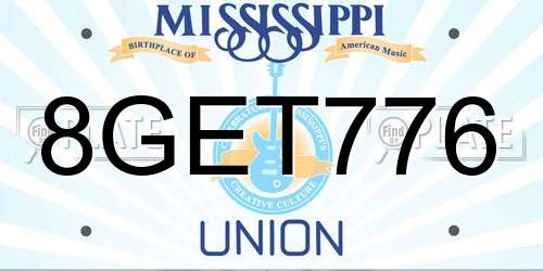 8GET776 Mississippi License Plate