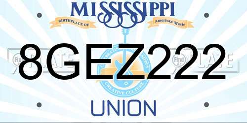 8GEZ222 Mississippi License Plate