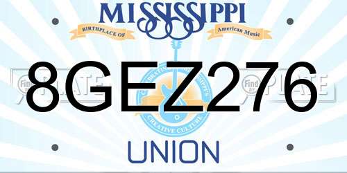 8GEZ276 Mississippi License Plate