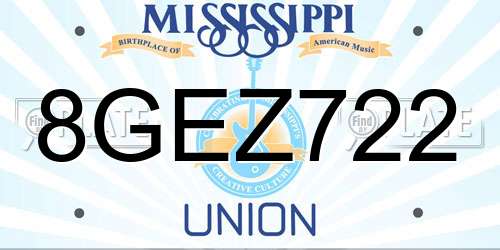 8GEZ722 Mississippi License Plate