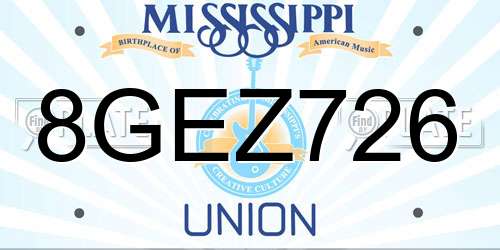 8GEZ726 Mississippi License Plate