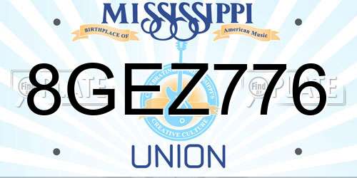 8GEZ776 Mississippi License Plate