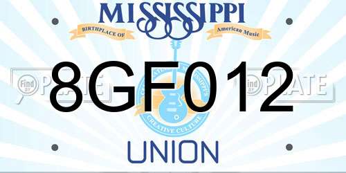 8GF012 Mississippi License Plate
