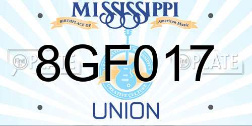 8GF017 Mississippi License Plate