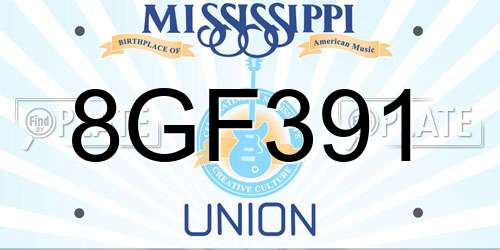 8GF391 Mississippi License Plate
