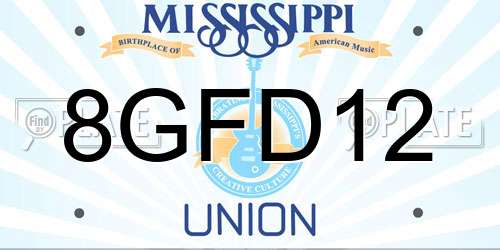 8GFD12 Mississippi License Plate