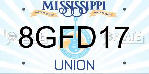 8GFD17 Mississippi License Plate