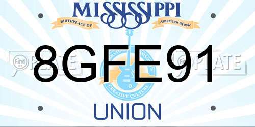 8GFE91 Mississippi License Plate