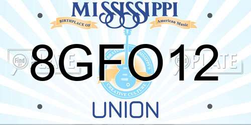 8GFO12 Mississippi License Plate