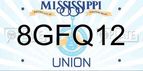 8GFQ12 Mississippi License Plate