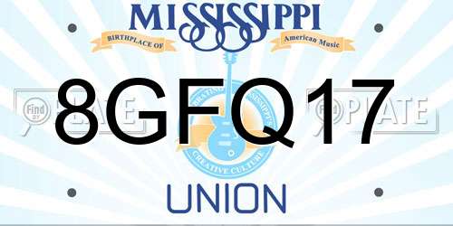 8GFQ17 Mississippi License Plate