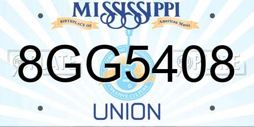 8GG5408 Mississippi License Plate