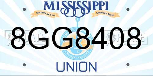 8GG8408 Mississippi License Plate