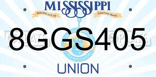 8GGS405 Mississippi License Plate
