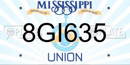 8GI635 Mississippi License Plate