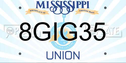 8GIG35 Mississippi License Plate