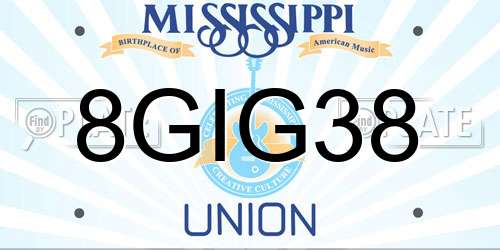 8GIG38 Mississippi License Plate