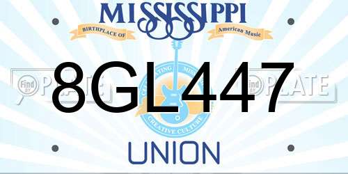 8GL447 Mississippi License Plate