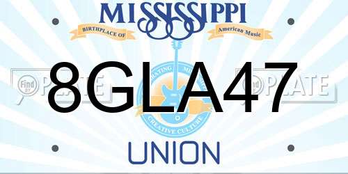8GLA47 Mississippi License Plate