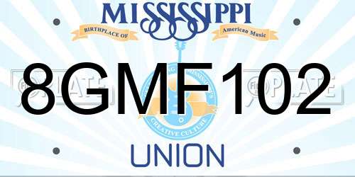 8GMF102 Mississippi License Plate