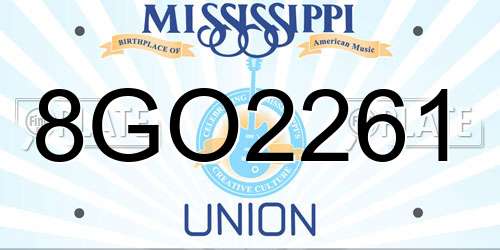 8GO2261 Mississippi License Plate