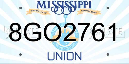8GO2761 Mississippi License Plate