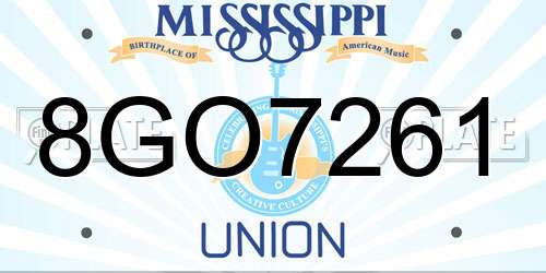 8GO7261 Mississippi License Plate