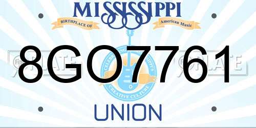 8GO7761 Mississippi License Plate
