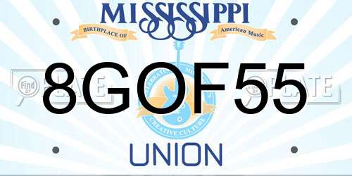 8GOF55 Mississippi License Plate