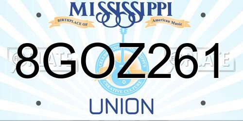 8GOZ261 Mississippi License Plate
