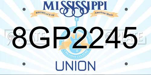 8GP2245 Mississippi License Plate