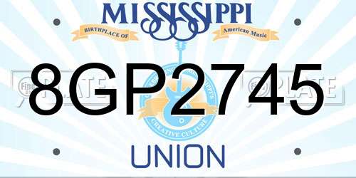 8GP2745 Mississippi License Plate