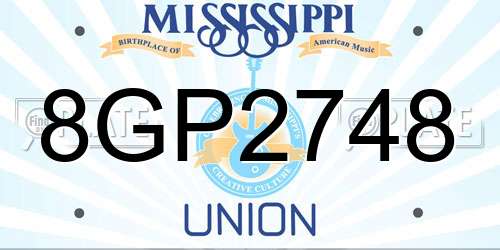8GP2748 Mississippi License Plate