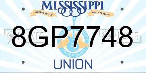 8GP7748 Mississippi License Plate