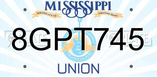 8GPT745 Mississippi License Plate