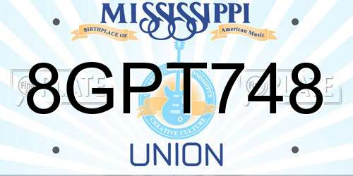 8GPT748 Mississippi License Plate