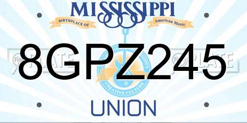 8GPZ245 Mississippi License Plate
