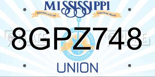 8GPZ748 Mississippi License Plate