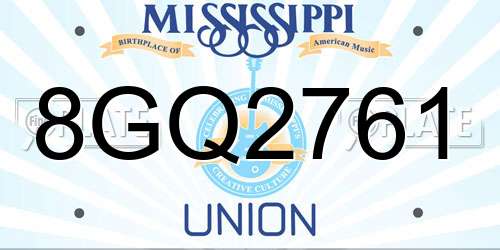 8GQ2761 Mississippi License Plate