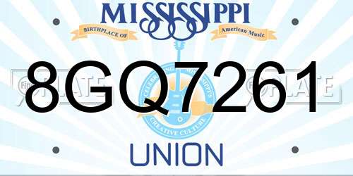8GQ7261 Mississippi License Plate