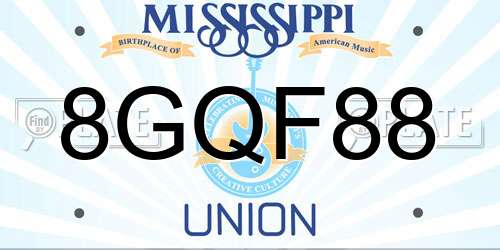 8GQF88 Mississippi License Plate
