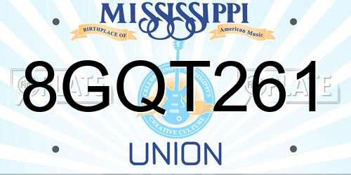 8GQT261 Mississippi License Plate