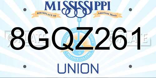 8GQZ261 Mississippi License Plate