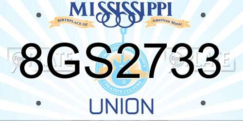 8GS2733 Mississippi License Plate