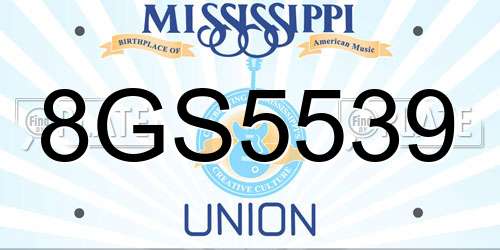 8GS5539 Mississippi License Plate