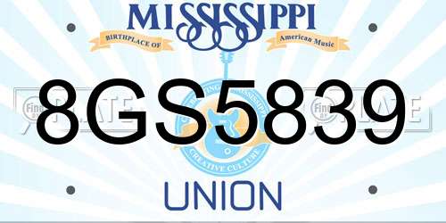 8GS5839 Mississippi License Plate