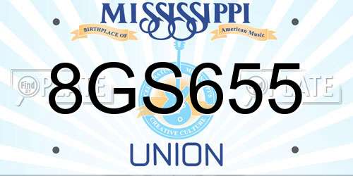 8GS655 Mississippi License Plate
